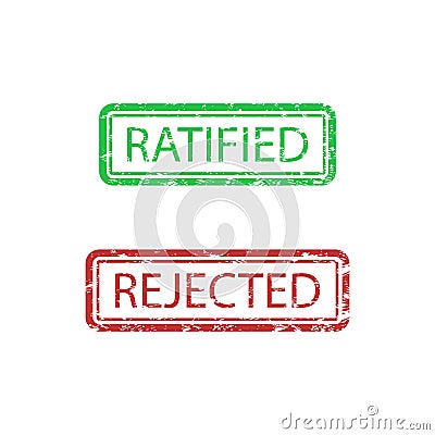 Ratified and rejected rubber stamp print for paper work Vector Illustration