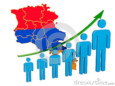 Rating of employment and unemployment or mortality and fertility in Armenia, concept. 3D rendering Stock Photo
