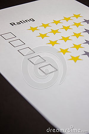 Rating with five stars selection Stock Photo