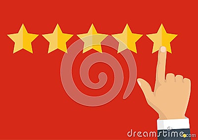 Rating golden stars. Feedback, reputation and quality concept. Vector Illustration