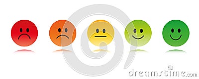 Rating smiley faces red to green Vector Illustration