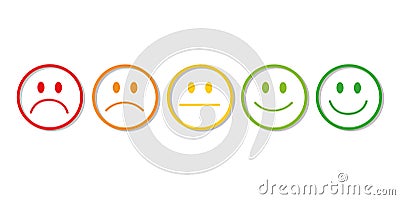 Rating smiley faces red to green Vector Illustration