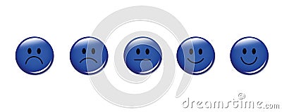 Rating smiley faces round blue Vector Illustration