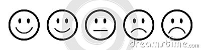 Rating smiling emojis black outline. Vector Illustration