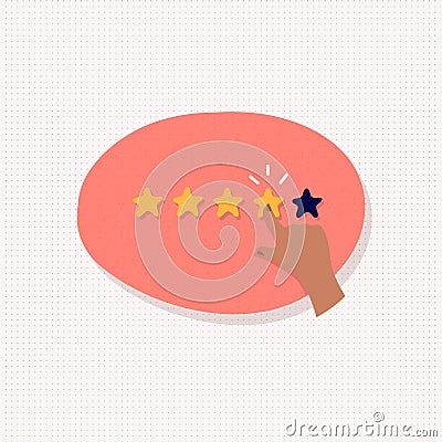 Rating illustration . Five stars rate with hand sign Vector Illustration