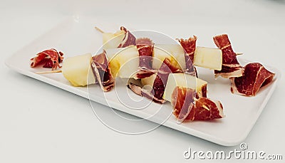 Ration of melon with cured ham typical of Spain Stock Photo