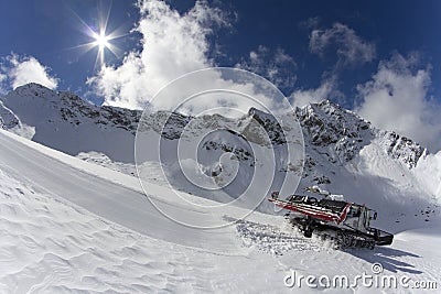 Ratrak, grooming machine, special snow vehicle Stock Photo