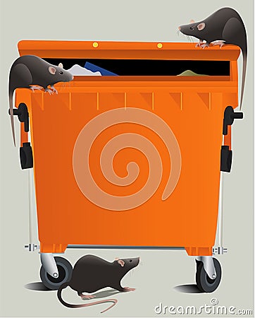 Rats in the rubbish dump Vector Illustration