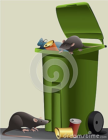 Rats in the rubbish dump Vector Illustration