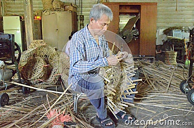 Rattan Basket Weaving Editorial Stock Photo