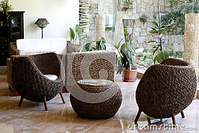 Rattan furniture Stock Photo