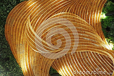 Rattan handicraft and leave background decorate Stock Photo