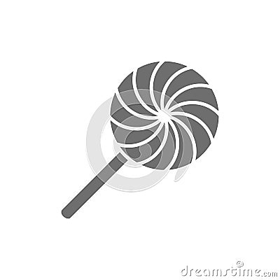 Rattle, lollipop, candy grey icon. Isolated on white background Vector Illustration