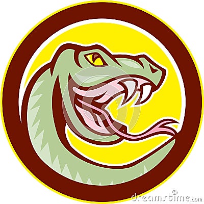 Rattle Snake Head Circle Cartoon Stock Photo