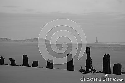 RattrayWreck and Lighthouse Stock Photo