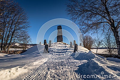 Rattvik - March 30, 2018: King Gustav Vasa memorial runestone in Rattvik, Dalarna, Sweden Stock Photo