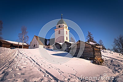 Rattvik - March 30, 2018: Old church of Rattvik, Dalarna, Sweden Stock Photo