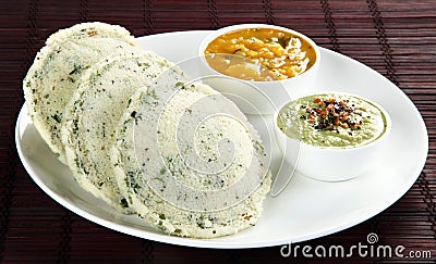 Rava idli with sagu Stock Photo