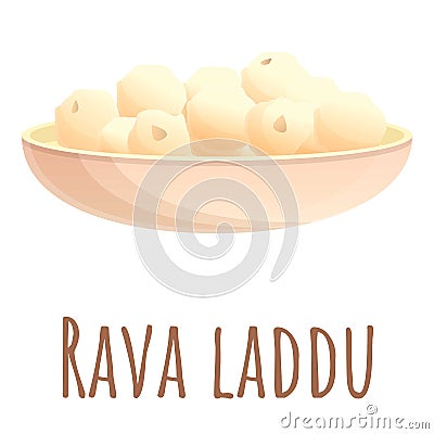 Rava laddu food icon, cartoon style Vector Illustration