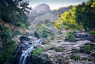 The Ravana Falls in Sri Lanka. Stock Photo