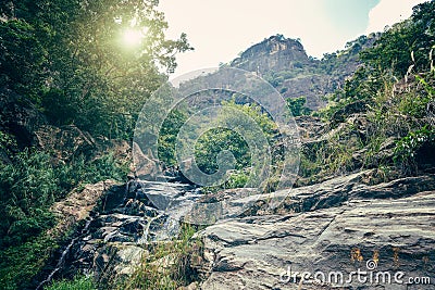 The Ravana Falls in Sri Lanka. Stock Photo