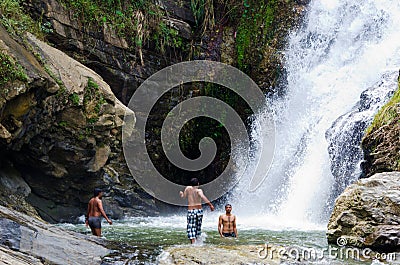 Ravana Falls - the widest waterfalls in Sri Lanka Editorial Stock Photo