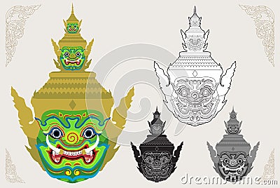 Ravana giant head vector illustration Vector Illustration