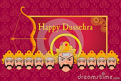 Ravana in Happy Dussehra Vector Illustration