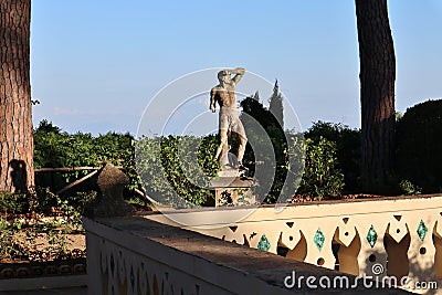 Ravello - Statua di Creugante al Terrazzo delle Rose di Villa Cimbrone Editorial Stock Photo