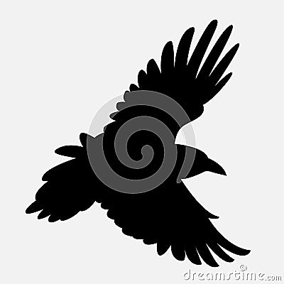 Raven black silhouette vector illustration Vector Illustration