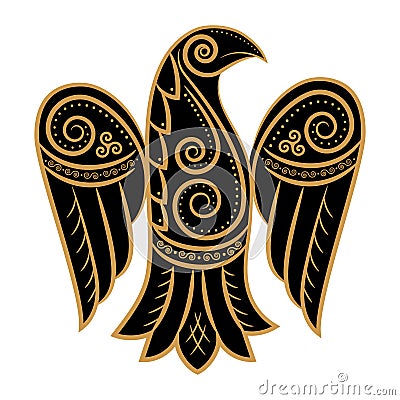 Raven in Celtic, Scandinavian style Vector Illustration