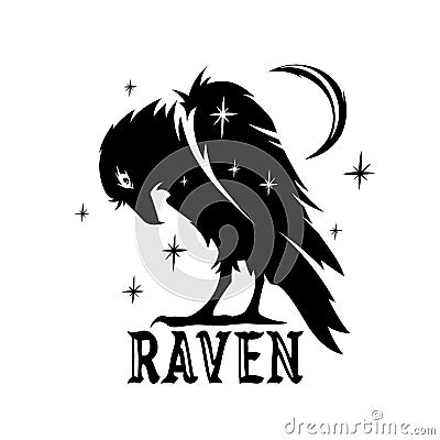 Raven icon. Crow graphic design Vector Illustration