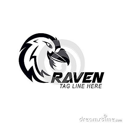 Raven logo design vector template Vector Illustration