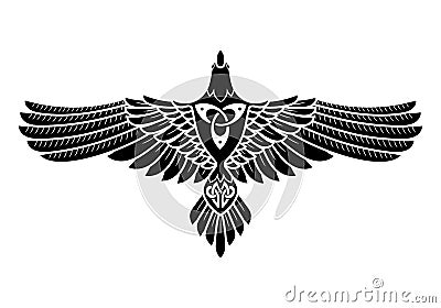 The Raven of Odin, In Norse, Celtic style Stock Photo