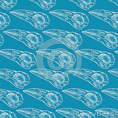 Raven Skull pattern seamless. Raven head skeleton background. Vector texture Vector Illustration