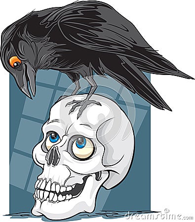 Raven & Skull Vector Illustration