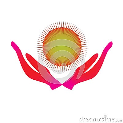 Healing energy hands and protect sun light every times. Stock Photo