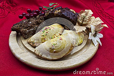 Raviole and Panone, traditional italian christmas desserts of Bologna, Italy Stock Photo