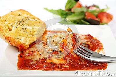 Ravioli with Green Salad and Crusty Bread Stock Photo