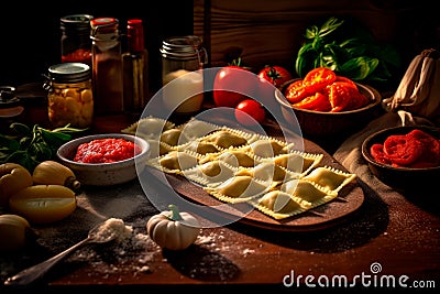 Ravioli Revelry: Delight in the Perfect Pasta Pockets on Your Desktop Stock Photo