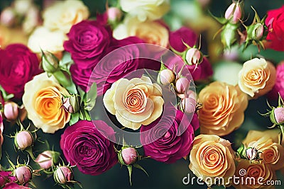 Ravishing realistic detail intricate beauty of vivid multicolor rose . Stock Photo