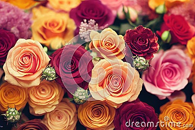 Ravishing realistic detail intricate beauty of vivid multicolor rose . Stock Photo