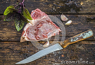 raw beef in the form of a heart. Stock Photo