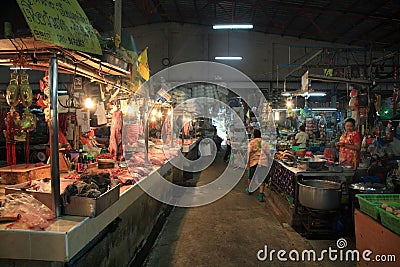 Raw beef and pork at Thai local food market Editorial Stock Photo