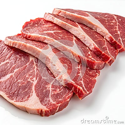 Raw beef slices isolated Stock Photo