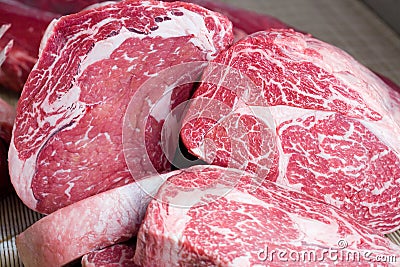 Raw beef steaks Stock Photo