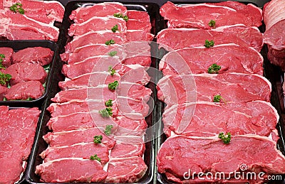 Raw Beef Steaks Stock Photo