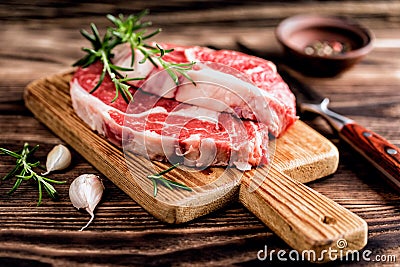 Raw beef steaks Stock Photo