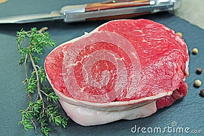 Raw beef tournedos Stock Photo