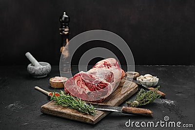 Raw beef whole shank Stock Photo
